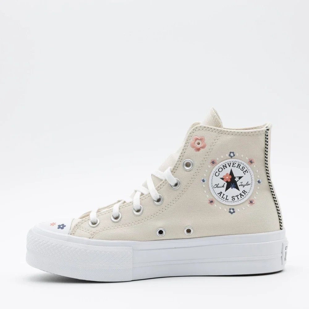 Converse Women's Chuck Taylor‎ All Star Lift Platform Floral Shoes Ivory Size 8 - Picture 5 of 11